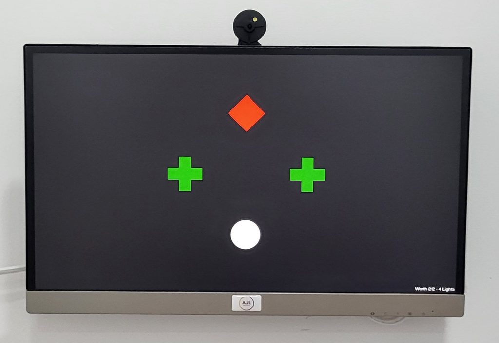 El test de worth se utiliza para valorar la fusión binocular, es una prueba para ver si la persona ve doble o si por el contrario cuando están los dos ojos abiertos suprime la imagen del ojo derecho o del ojo izquierdo.